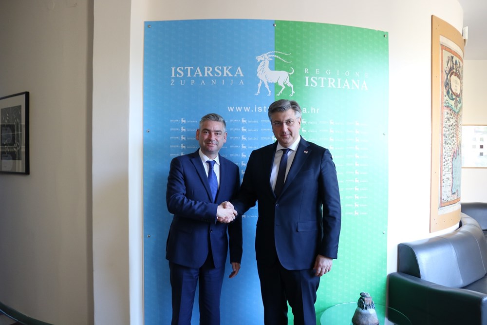 Andrej Plenković na radnom sastanku s istarskim županom Borisom Miletićem (Foto: Istarska županija)